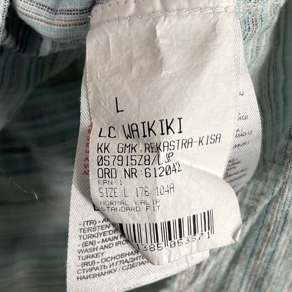 LC WAIKIKI SHIRT MENS LARGE BLUE STRIPED NORMAL FIT WOVEN RESORT CLUB VACATION - Picture 6 of 11
